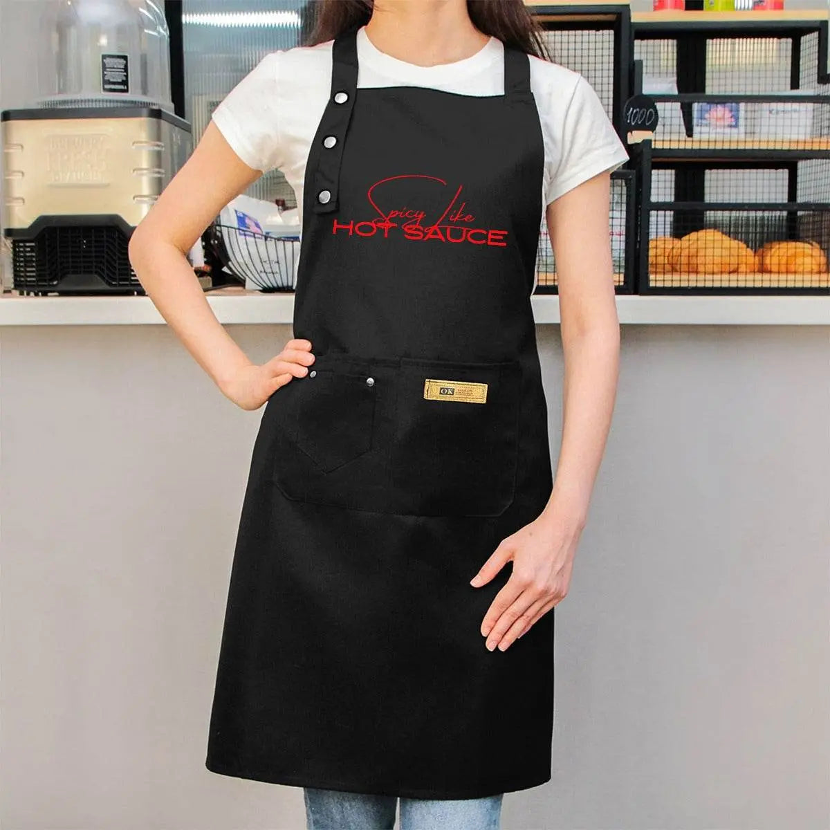 Spicy Like Hot Sauce Waterproof Apron With Pockets - The Broken French Door