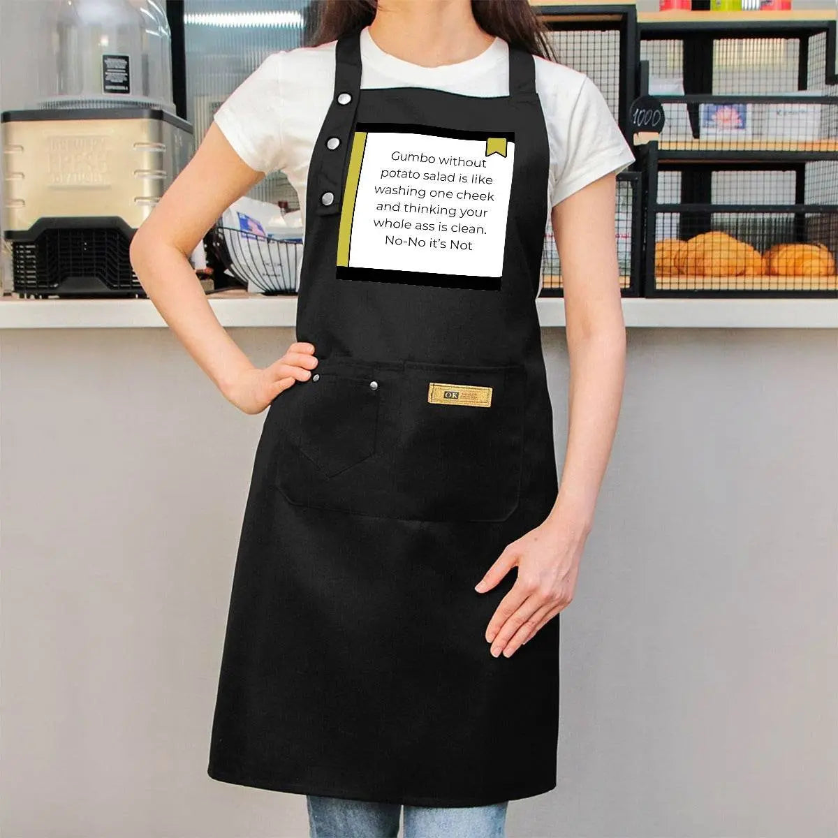Gumbo w/out Potato Salad Waterproof Apron With Pockets - The Broken French Door