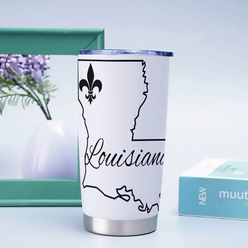 Louisiana Heritage Insulated Tumbler 20oz Stainless Steel Mug with Custom Print - The Broken French Door